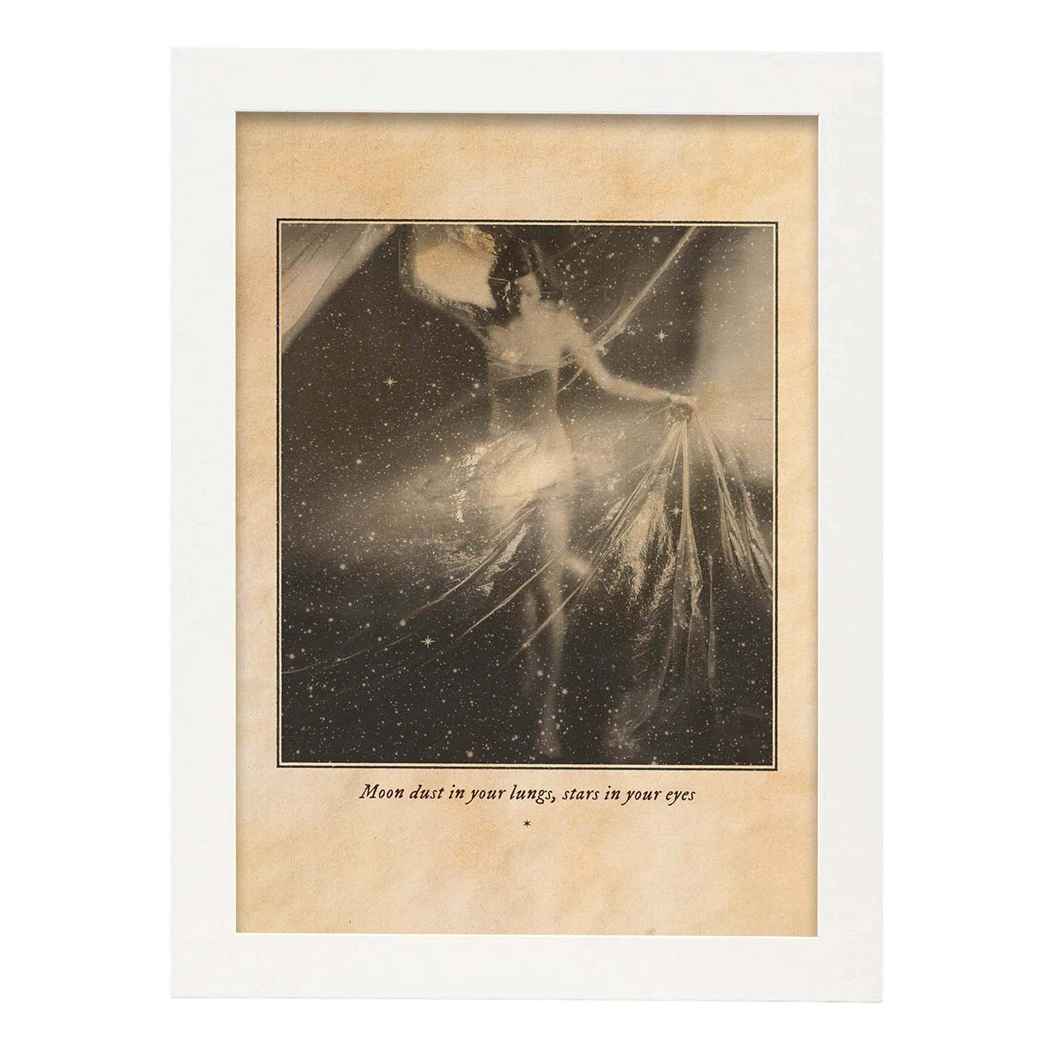 Lámina Polvo lunar. Pósters con ilustraciones de mujeres místicas y espiritualidad en estilo vintage.-Artwork-Nacnic-A4-Marco Blanco-Nacnic Estudio SL