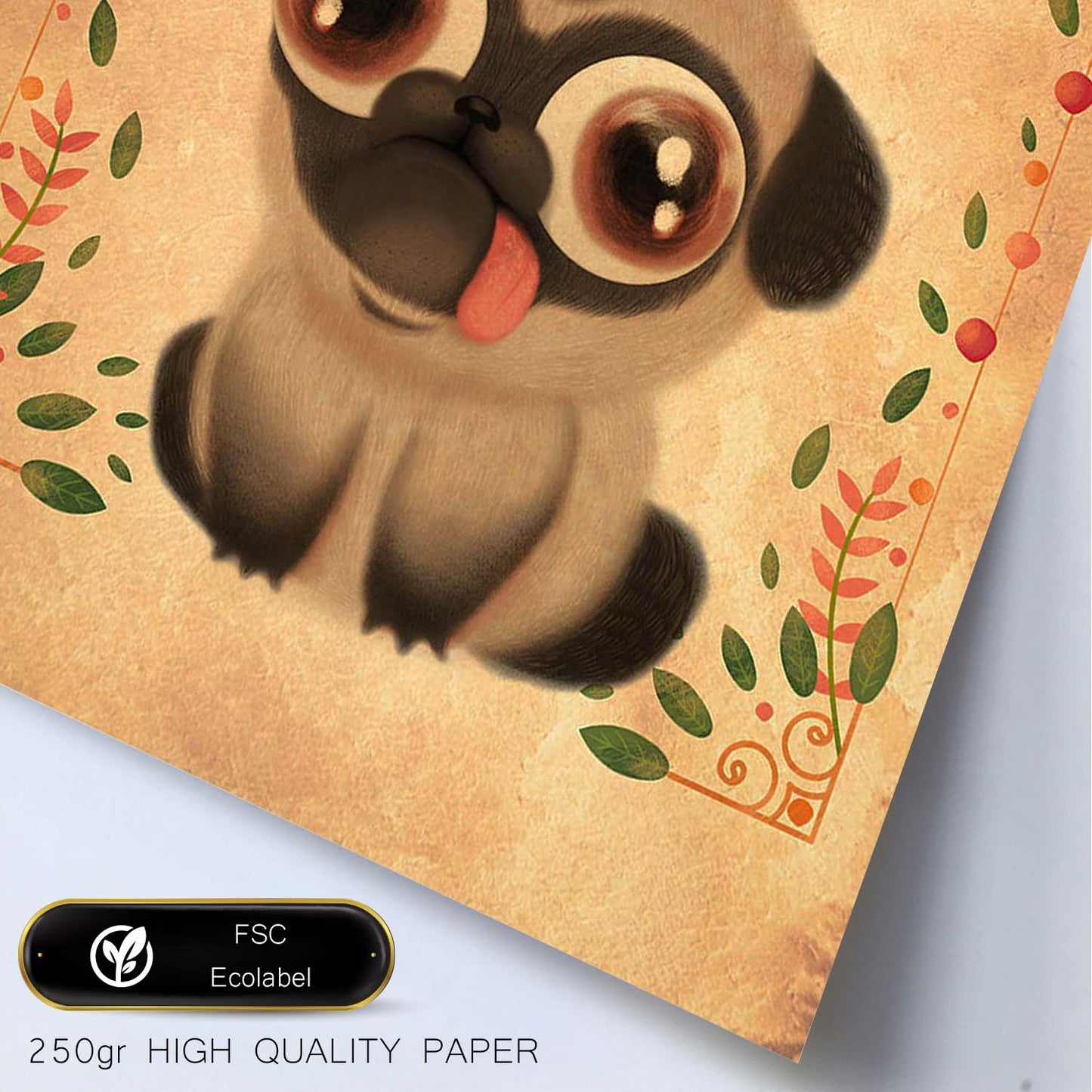 Lámina Pug. Pósters con divertidos animales domésticos.-Artwork-Nacnic-Nacnic Estudio SL