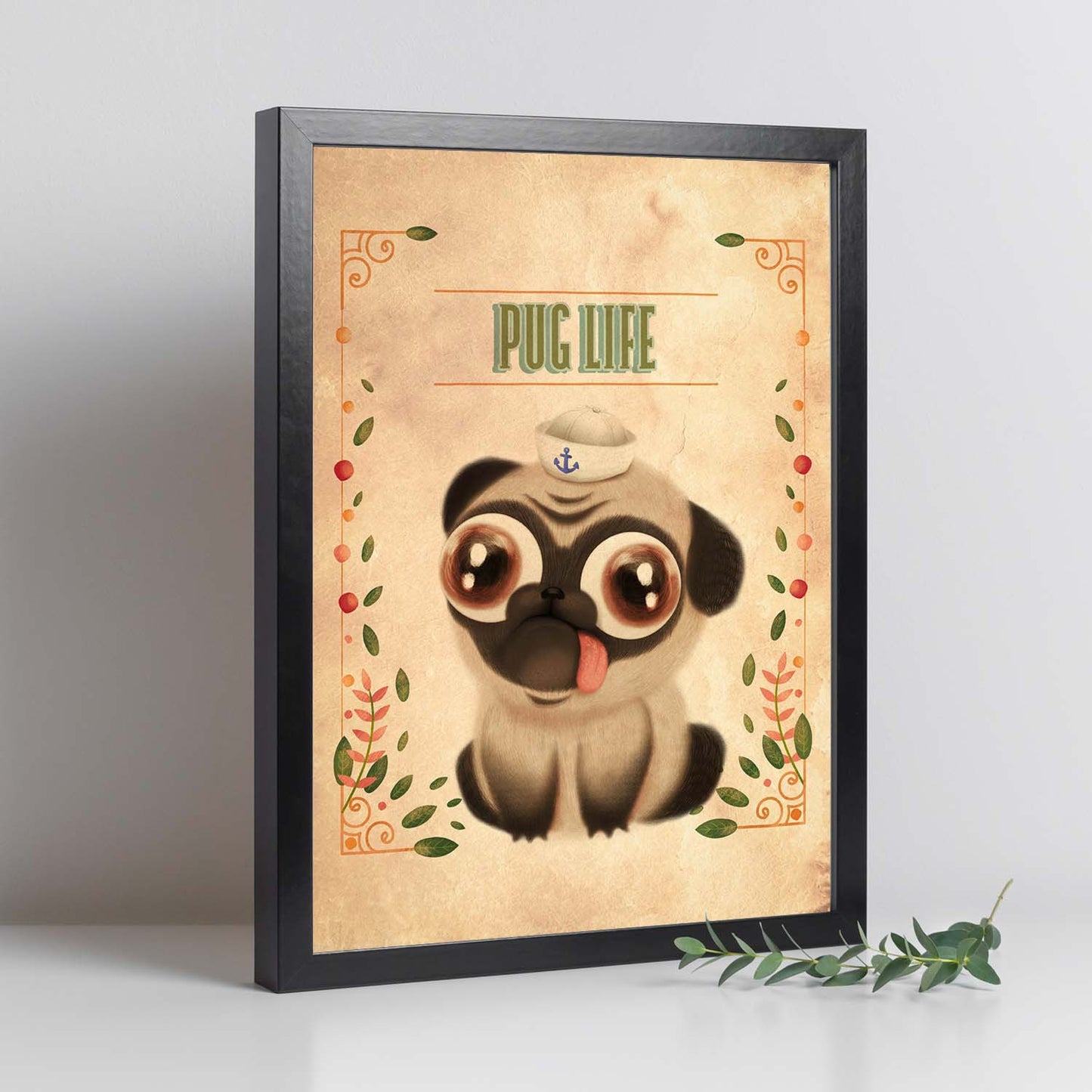 Lámina Pug. Pósters con divertidos animales domésticos.-Artwork-Nacnic-Nacnic Estudio SL