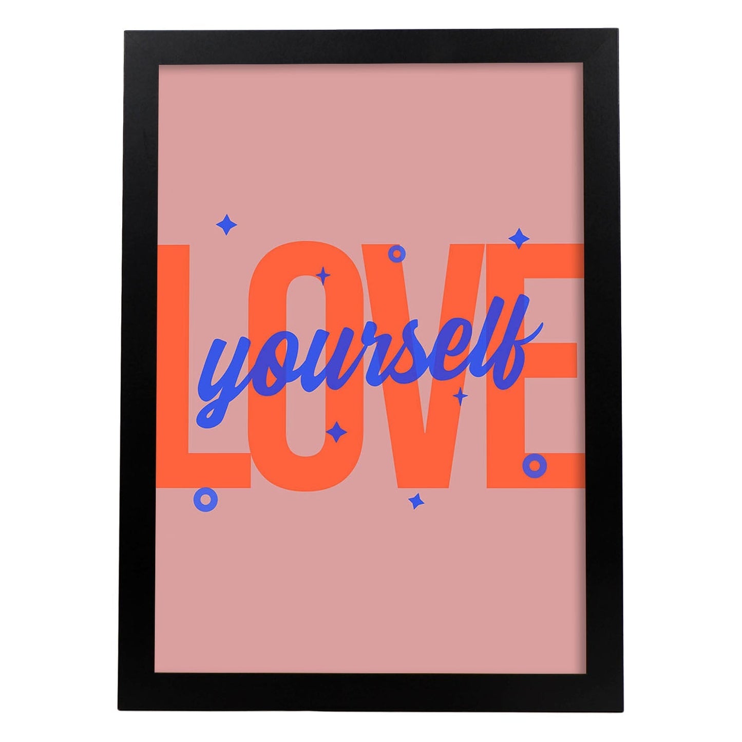 Lámina Quiérete. Pósters con diseño de rótulo y mensajes motivacionales para el día a día.-Artwork-Nacnic-A3-Marco Negro-Nacnic Estudio SL