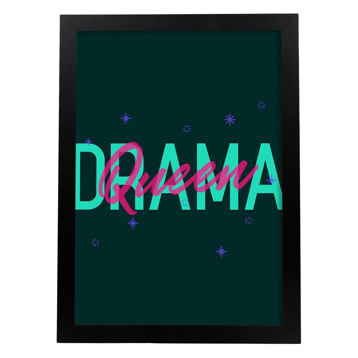 Lámina Reina del drama. Pósters con diseño de rótulo y mensajes motivacionales para el día a día.-Artwork-Nacnic-A3-Marco Negro-Nacnic Estudio SL