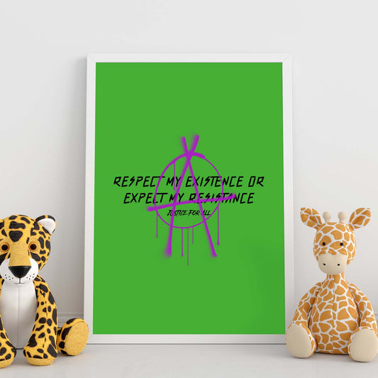 Lámina Respeta mi existencia. Pósters con ilustraciones minimalistas y coloridas de graffiti.-Artwork-Nacnic-Nacnic Estudio SL