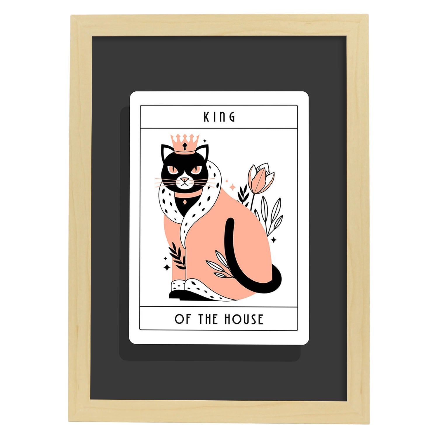 Lámina Rey de la casa. Pósters con originales ilustraciones de las cartas Tarot.-Artwork-Nacnic-A3-Marco Madera clara-Nacnic Estudio SL