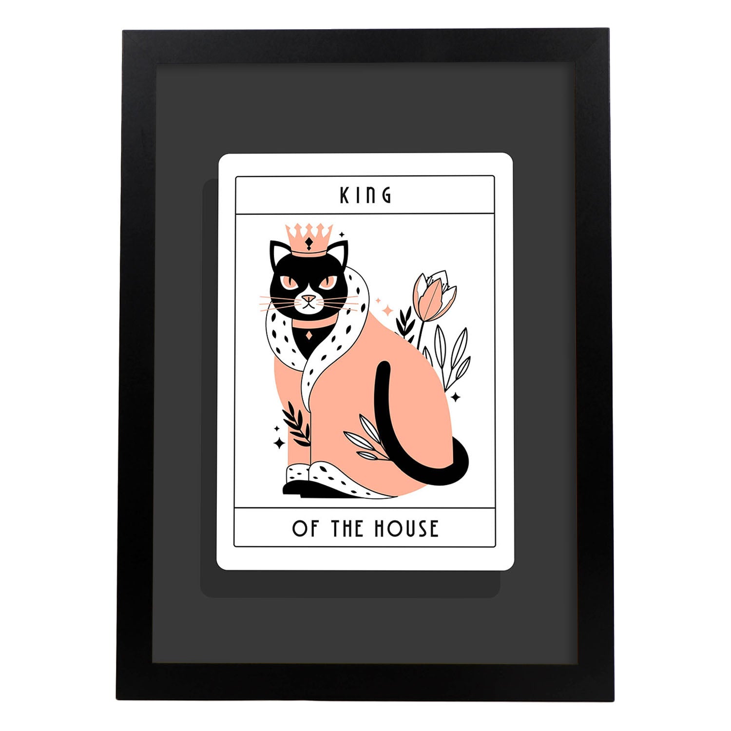 Lámina Rey de la casa. Pósters con originales ilustraciones de las cartas Tarot.-Artwork-Nacnic-A3-Marco Negro-Nacnic Estudio SL