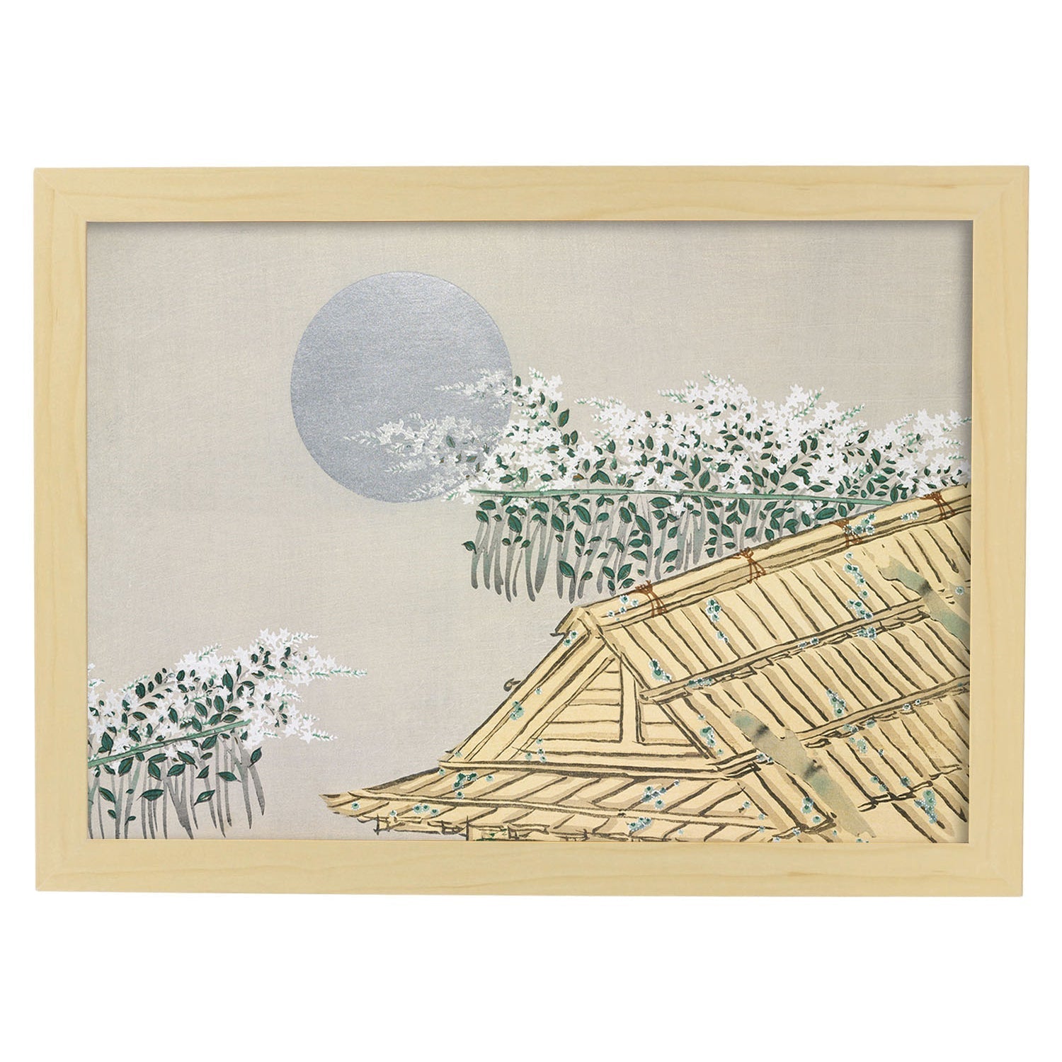 Lámina Rinpa 06. Pósters con llamativas ilustraciones Rinpa del artista japonés Kamisaka Sekka.-Artwork-Nacnic-A4-Marco Madera clara-Nacnic Estudio SL