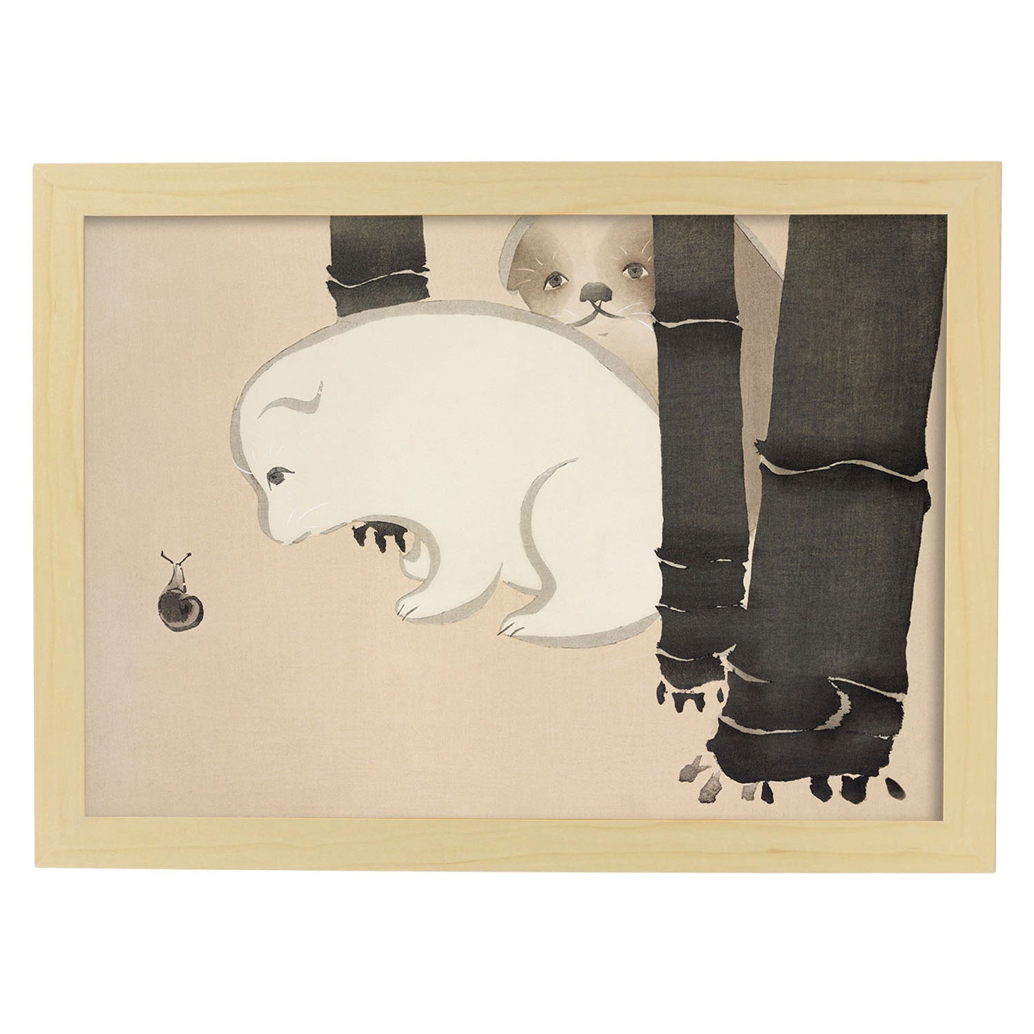 Lámina Rinpa 08. Pósters con llamativas ilustraciones Rinpa del artista japonés Kamisaka Sekka.-Artwork-Nacnic-A3-Marco Madera clara-Nacnic Estudio SL