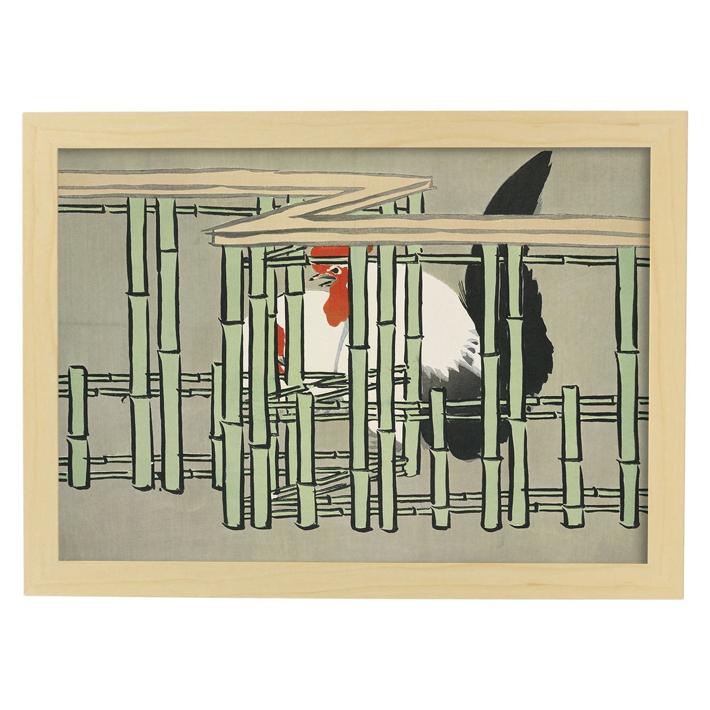 Lámina Rinpa 11. Pósters con llamativas ilustraciones Rinpa del artista japonés Kamisaka Sekka.-Artwork-Nacnic-A4-Marco Madera clara-Nacnic Estudio SL