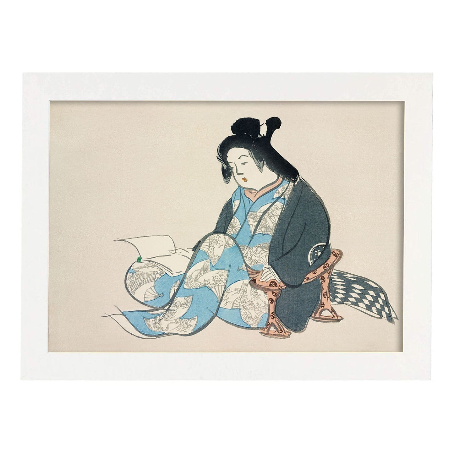 Lámina Rinpa 13. Pósters con llamativas ilustraciones Rinpa del artista japonés Kamisaka Sekka.-Artwork-Nacnic-A3-Marco Blanco-Nacnic Estudio SL