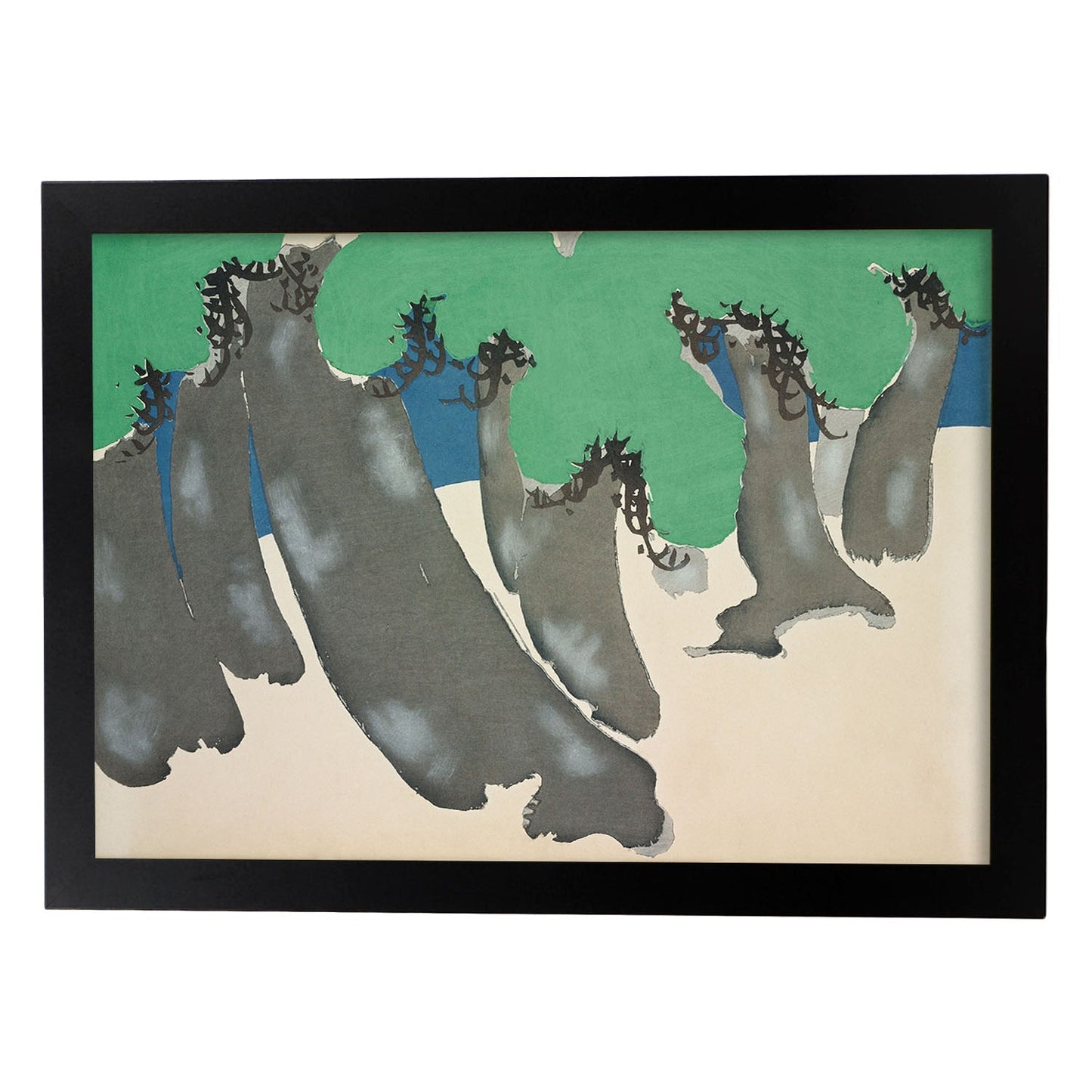 Lámina Rinpa 15. Pósters con llamativas ilustraciones Rinpa del artista japonés Kamisaka Sekka.-Artwork-Nacnic-A4-Marco Negro-Nacnic Estudio SL