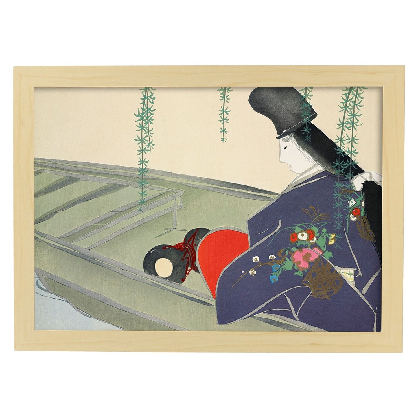Lámina Rinpa 16. Pósters con llamativas ilustraciones Rinpa del artista japonés Kamisaka Sekka.-Artwork-Nacnic-A3-Marco Madera clara-Nacnic Estudio SL