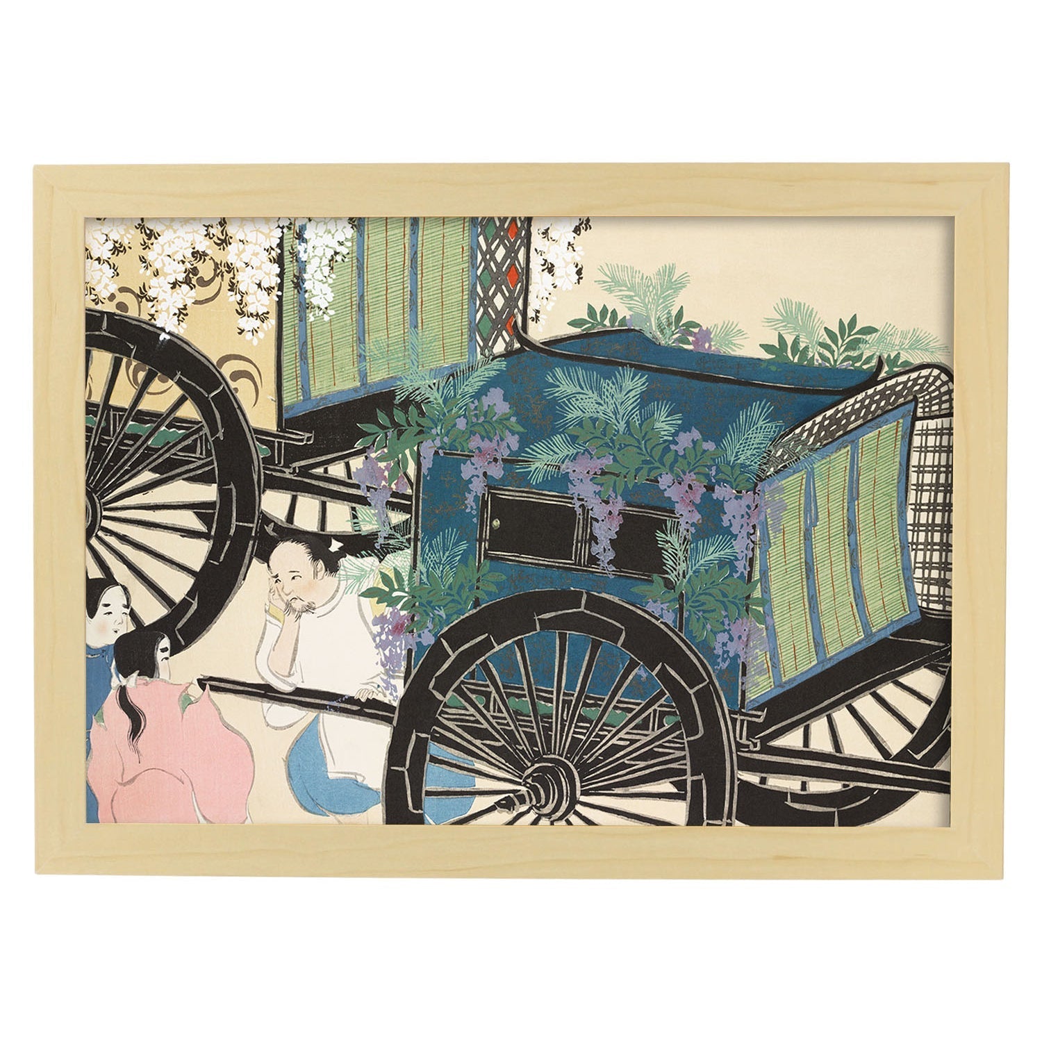 Lámina Rinpa 23. Pósters con llamativas ilustraciones Rinpa del artista japonés Kamisaka Sekka.-Artwork-Nacnic-A3-Marco Madera clara-Nacnic Estudio SL