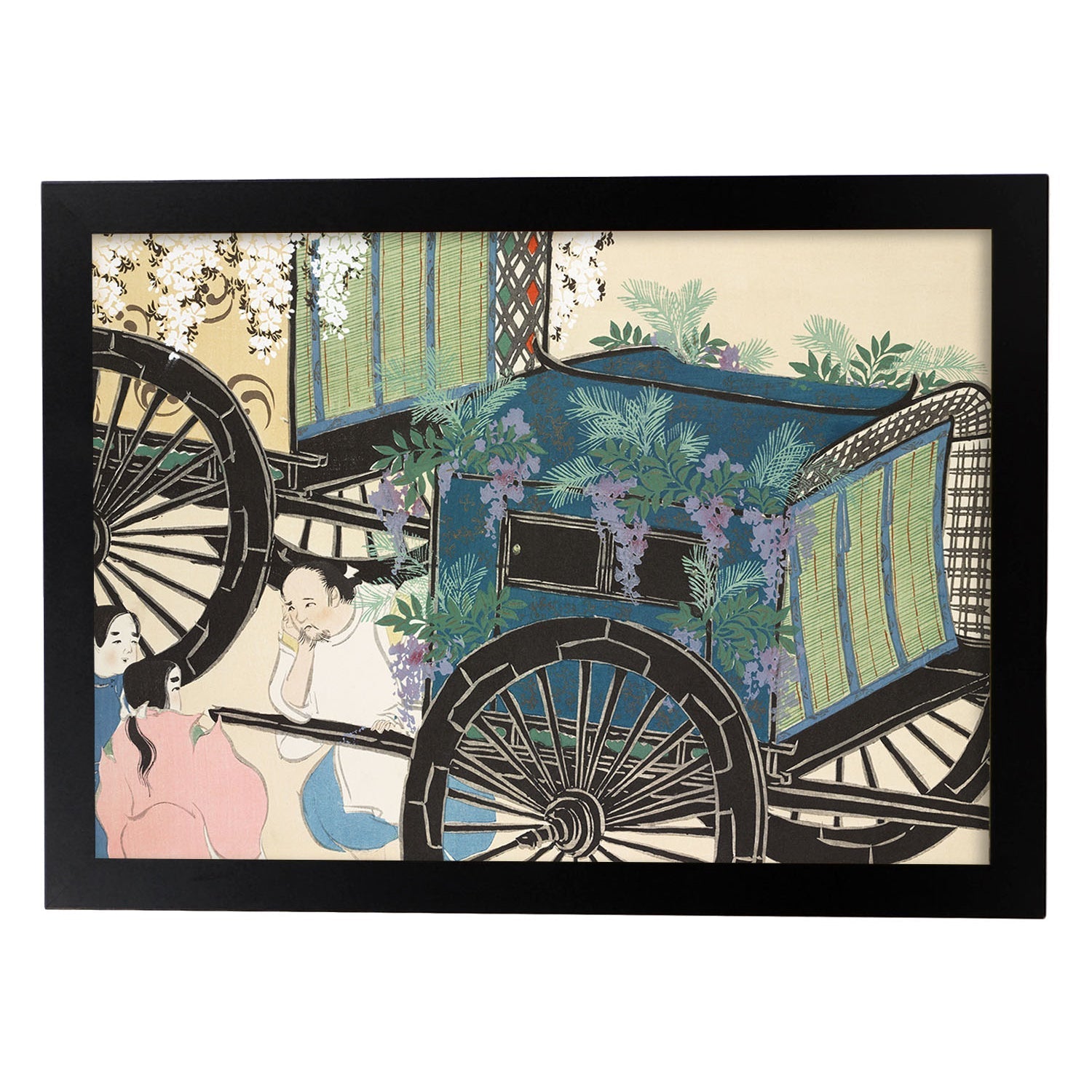 Lámina Rinpa 23. Pósters con llamativas ilustraciones Rinpa del artista japonés Kamisaka Sekka.-Artwork-Nacnic-A3-Marco Negro-Nacnic Estudio SL