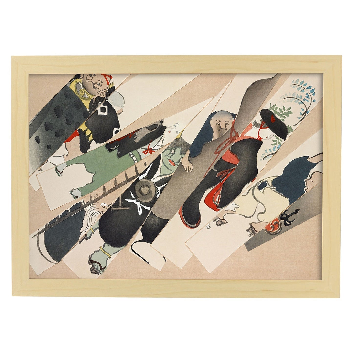 Lámina Rinpa 25. Pósters con llamativas ilustraciones Rinpa del artista japonés Kamisaka Sekka.-Artwork-Nacnic-A4-Marco Madera clara-Nacnic Estudio SL