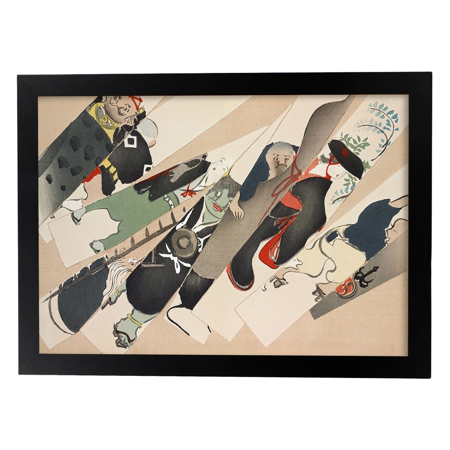 Lámina Rinpa 25. Pósters con llamativas ilustraciones Rinpa del artista japonés Kamisaka Sekka.-Artwork-Nacnic-A4-Marco Negro-Nacnic Estudio SL