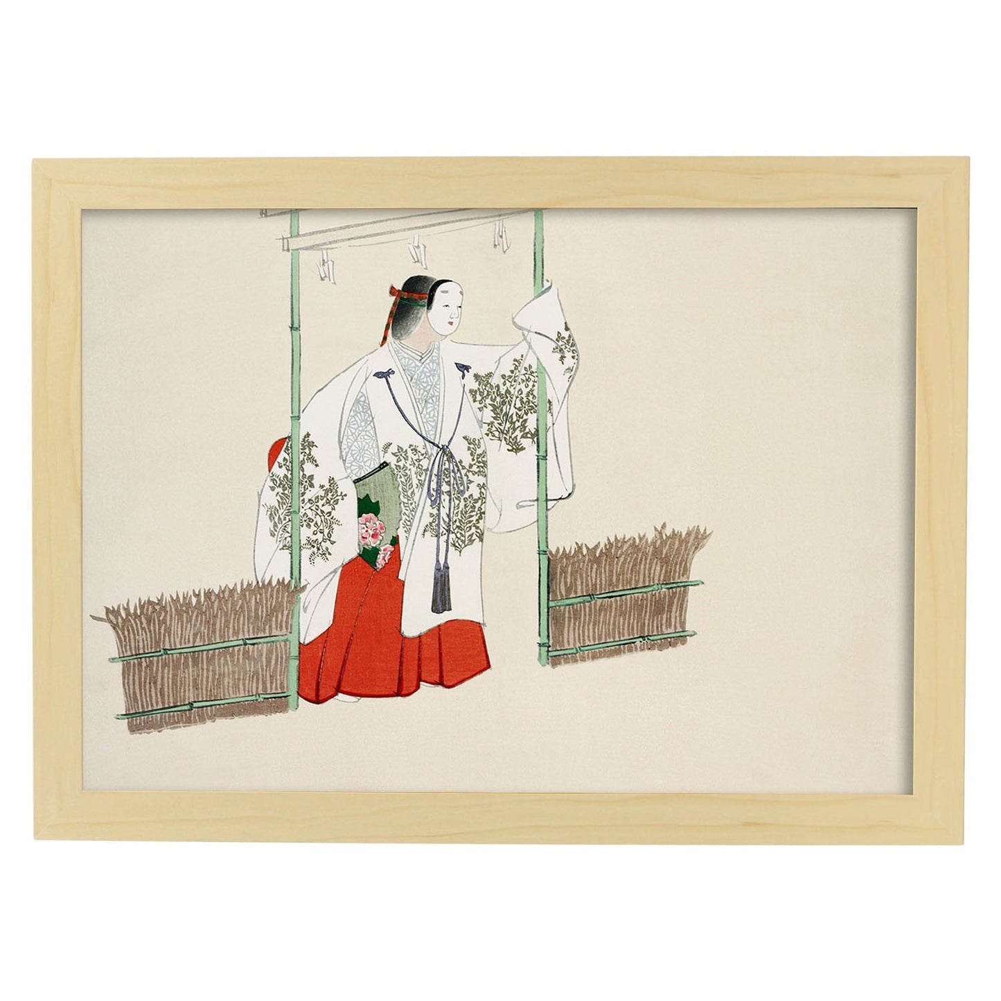 Lámina Rinpa 37. Pósters con llamativas ilustraciones Rinpa del artista japonés Kamisaka Sekka.-Artwork-Nacnic-A4-Marco Madera clara-Nacnic Estudio SL
