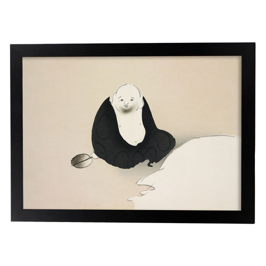 Lámina Rinpa 39. Pósters con llamativas ilustraciones Rinpa del artista japonés Kamisaka Sekka.-Artwork-Nacnic-A4-Marco Negro-Nacnic Estudio SL