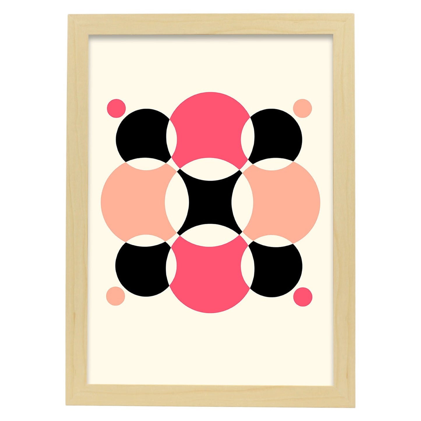 Lámina Rosa 11. Pósters con ilustraciones abstractas en estilo geométrico. Tonos rosados y pastel.-Artwork-Nacnic-A4-Marco Madera clara-Nacnic Estudio SL
