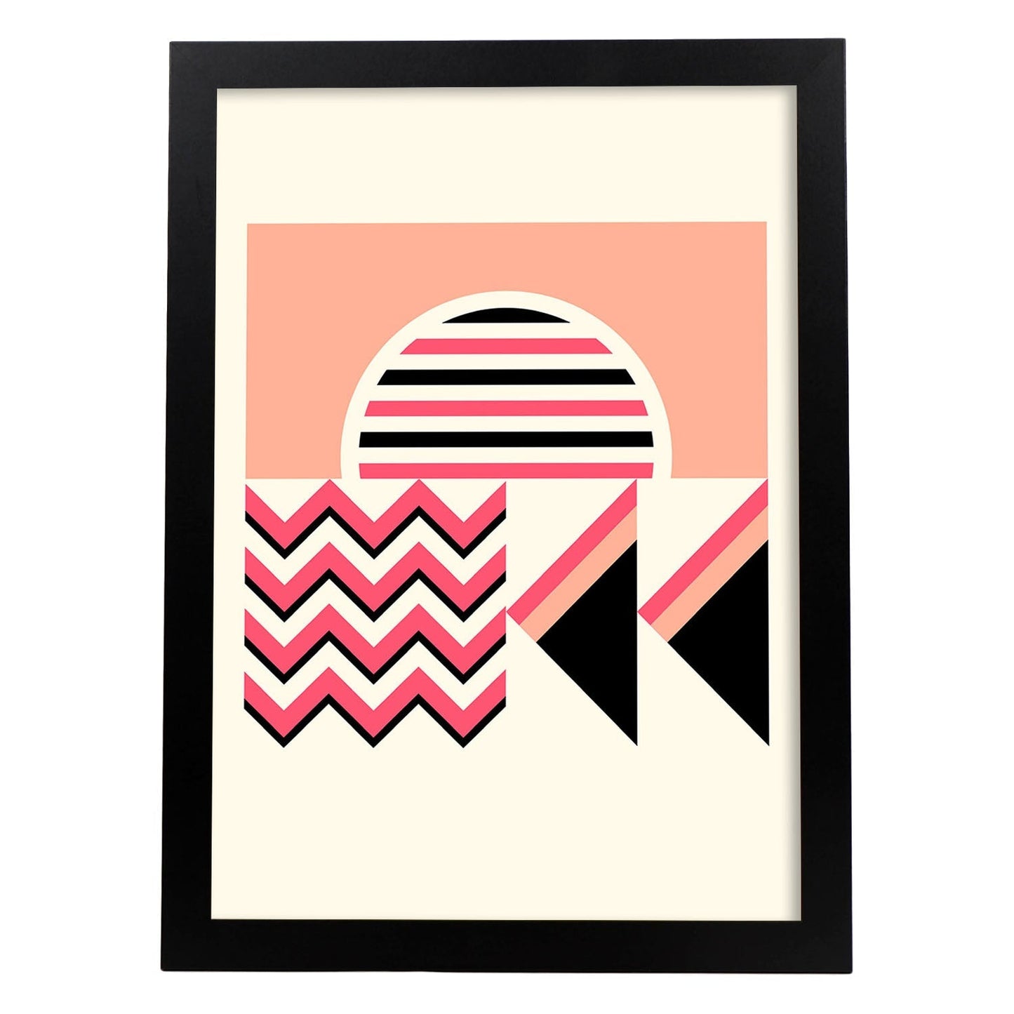 Lámina Rosa 12. Pósters con ilustraciones abstractas en estilo geométrico. Tonos rosados y pastel.-Artwork-Nacnic-A3-Marco Negro-Nacnic Estudio SL