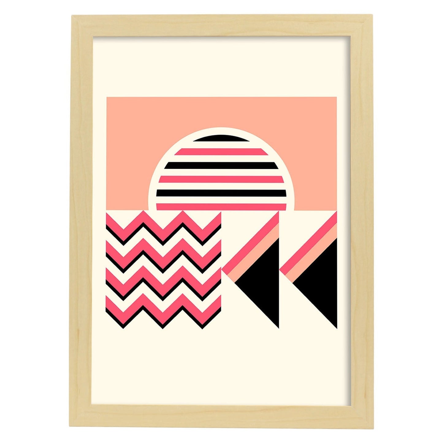 Lámina Rosa 12. Pósters con ilustraciones abstractas en estilo geométrico. Tonos rosados y pastel.-Artwork-Nacnic-A4-Marco Madera clara-Nacnic Estudio SL