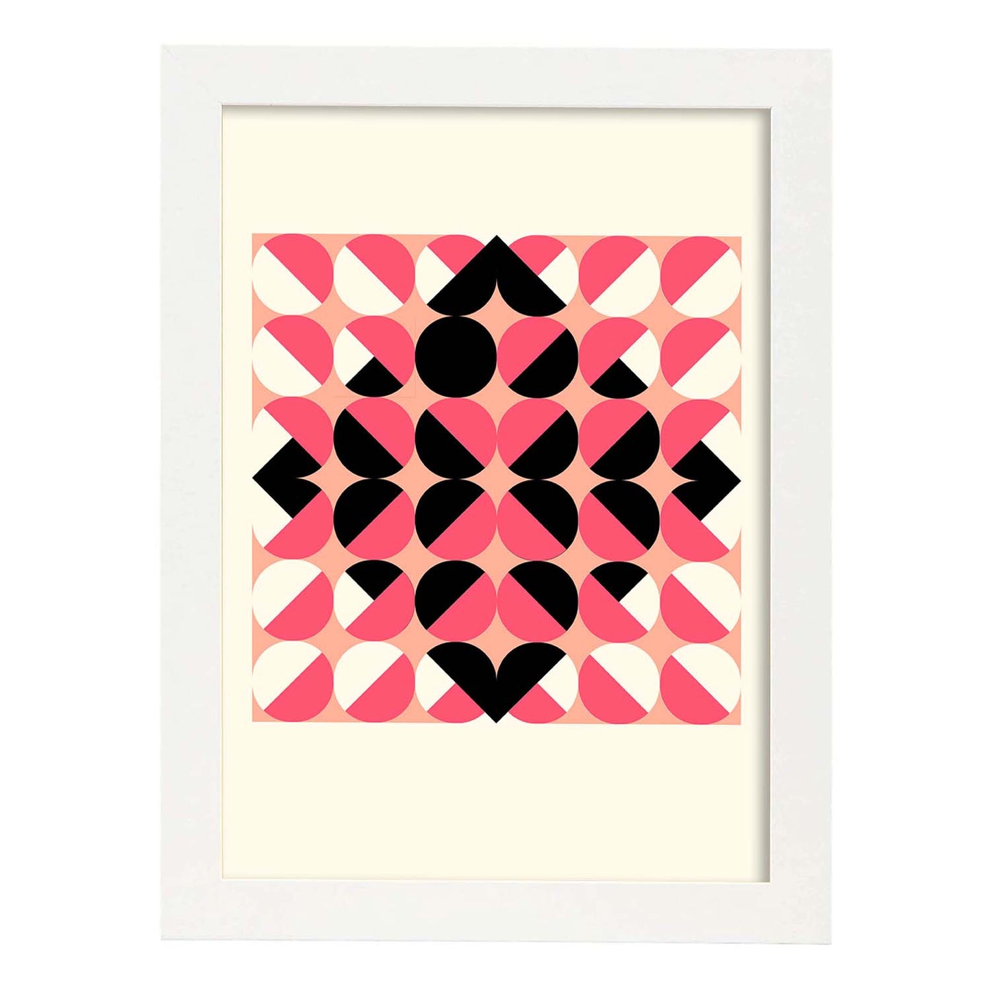 Lámina Rosa 13. Pósters con ilustraciones abstractas en estilo geométrico. Tonos rosados y pastel.-Artwork-Nacnic-A3-Marco Blanco-Nacnic Estudio SL