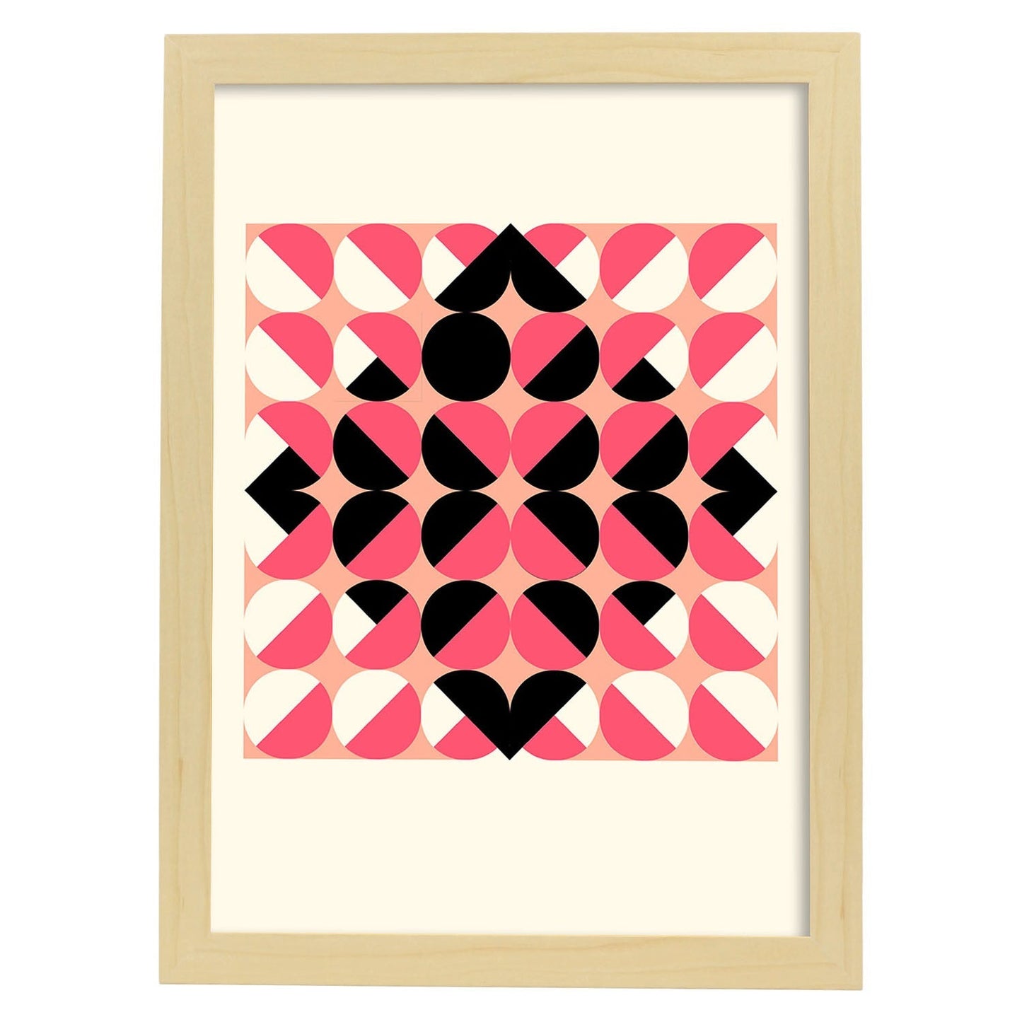 Lámina Rosa 13. Pósters con ilustraciones abstractas en estilo geométrico. Tonos rosados y pastel.-Artwork-Nacnic-A4-Marco Madera clara-Nacnic Estudio SL