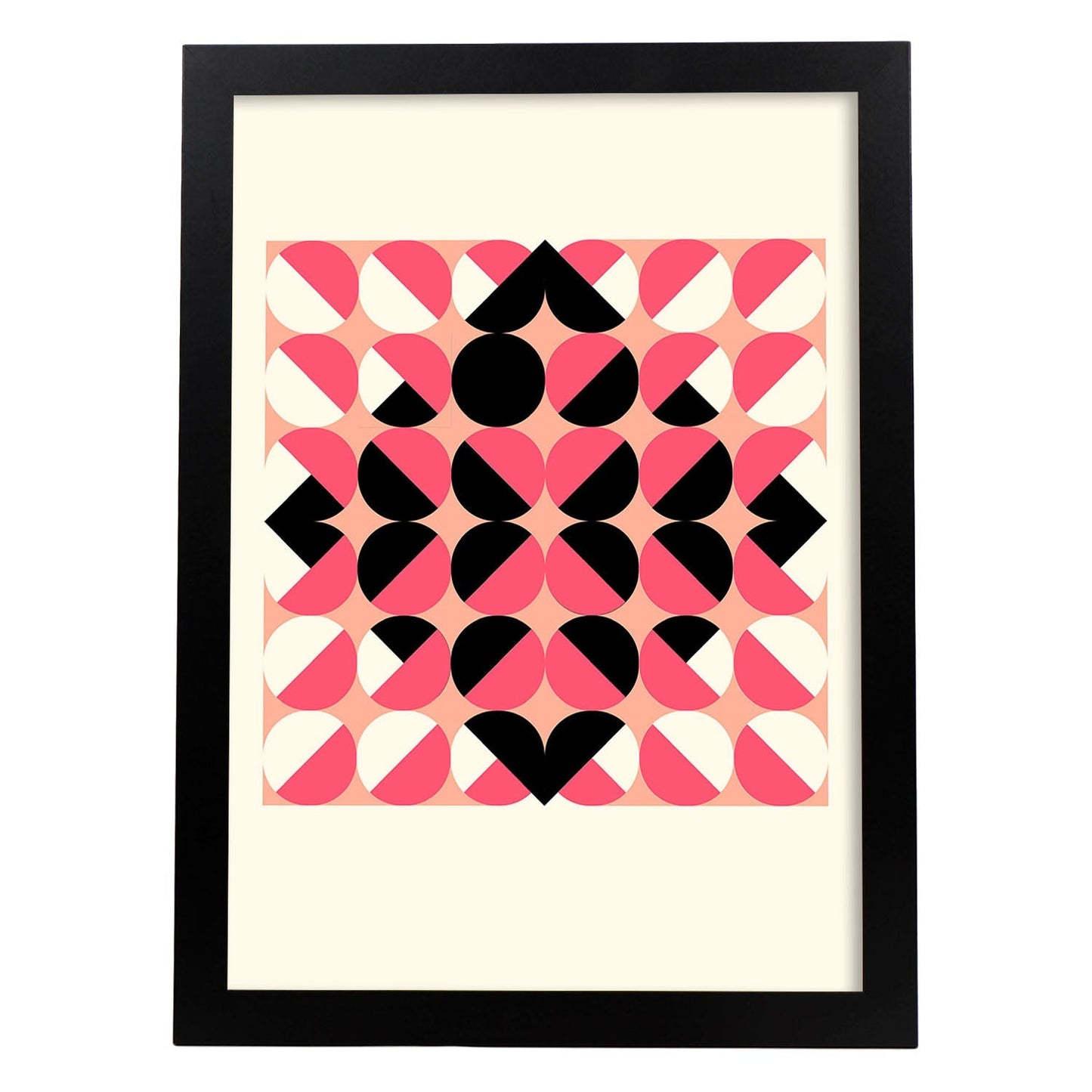 Lámina Rosa 13. Pósters con ilustraciones abstractas en estilo geométrico. Tonos rosados y pastel.-Artwork-Nacnic-A4-Marco Negro-Nacnic Estudio SL