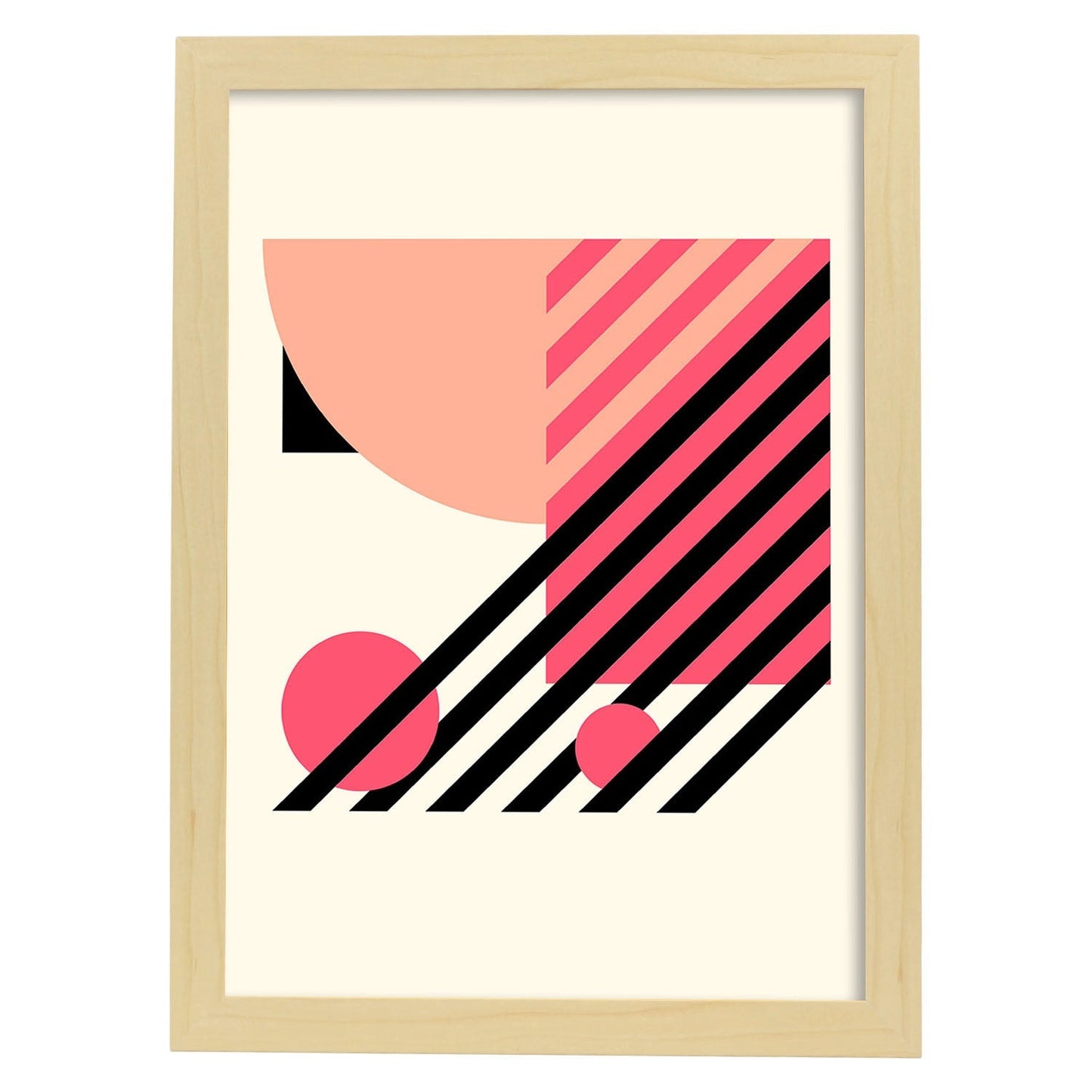 Lámina Rosa 14. Pósters con ilustraciones abstractas en estilo geométrico. Tonos rosados y pastel.-Artwork-Nacnic-A4-Marco Madera clara-Nacnic Estudio SL