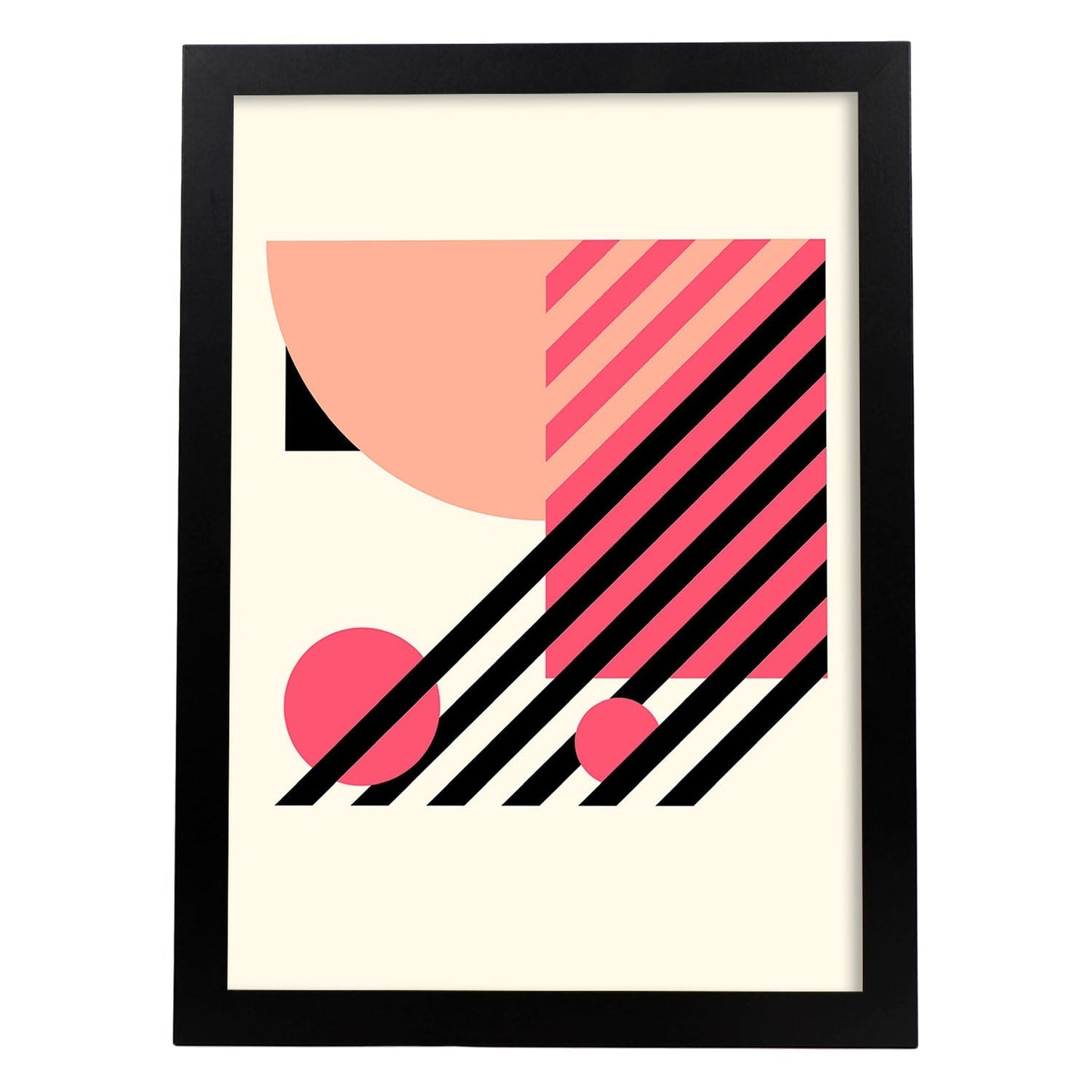 Lámina Rosa 14. Pósters con ilustraciones abstractas en estilo geométrico. Tonos rosados y pastel.-Artwork-Nacnic-A4-Marco Negro-Nacnic Estudio SL