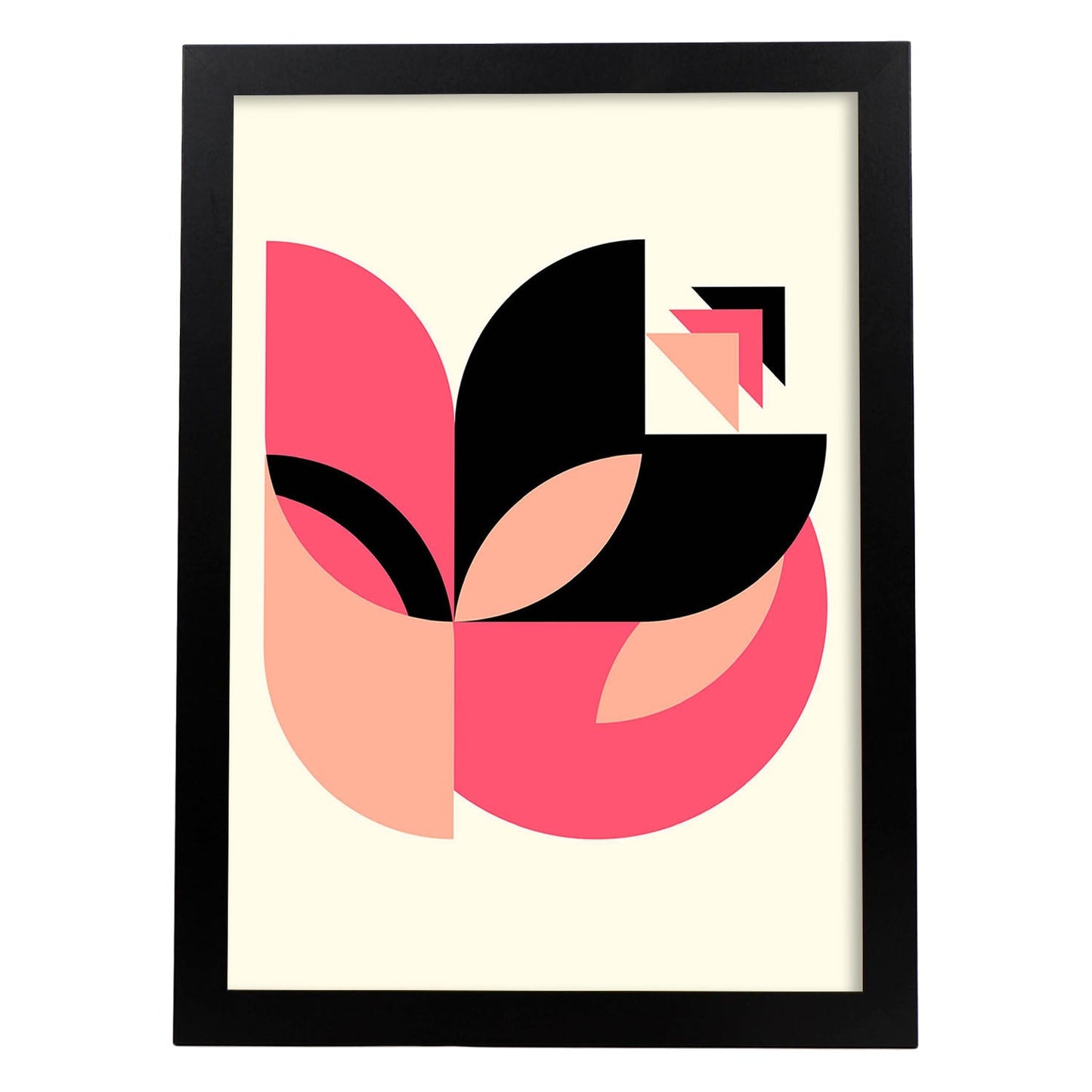 Lámina Rosa 1. Pósters con ilustraciones abstractas en estilo geométrico. Tonos rosados y pastel.-Artwork-Nacnic-A3-Marco Negro-Nacnic Estudio SL