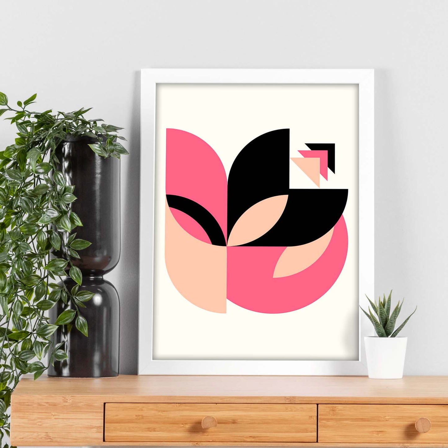 Lámina Rosa 1. Pósters con ilustraciones abstractas en estilo geométrico. Tonos rosados y pastel.-Artwork-Nacnic-Nacnic Estudio SL