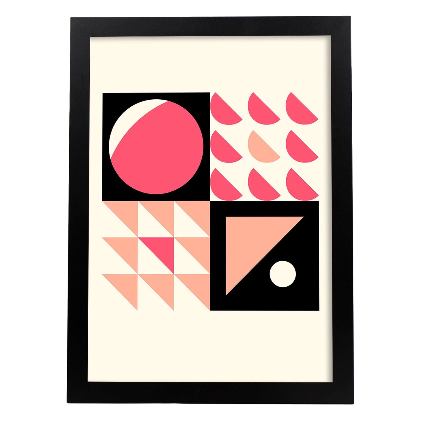 Lámina Rosa 2. Pósters con ilustraciones abstractas en estilo geométrico. Tonos rosados y pastel.-Artwork-Nacnic-A4-Marco Negro-Nacnic Estudio SL