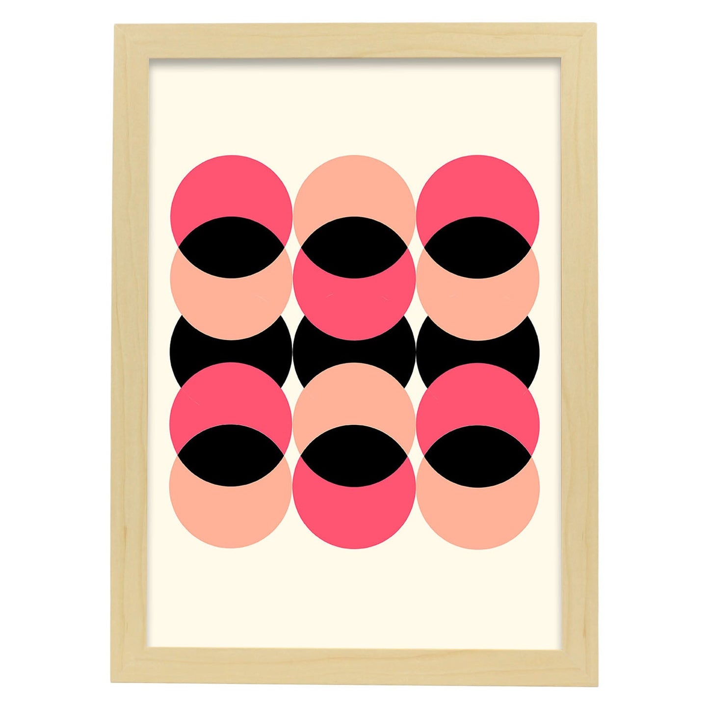 Lámina Rosa 3. Pósters con ilustraciones abstractas en estilo geométrico. Tonos rosados y pastel.-Artwork-Nacnic-A4-Marco Madera clara-Nacnic Estudio SL