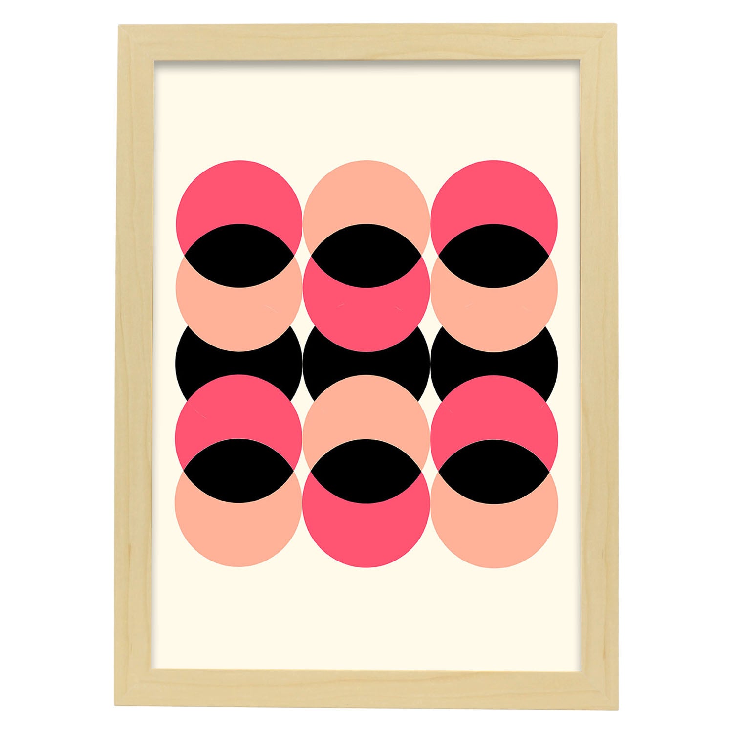 Lámina Rosa 3. Pósters con ilustraciones abstractas en estilo geométrico. Tonos rosados y pastel.-Artwork-Nacnic-A4-Marco Madera clara-Nacnic Estudio SL