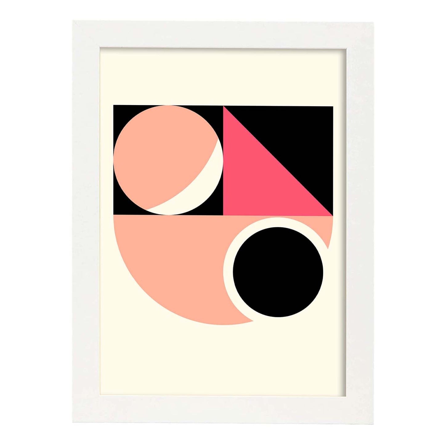 Lámina Rosa 4. Pósters con ilustraciones abstractas en estilo geométrico. Tonos rosados y pastel.-Artwork-Nacnic-A4-Marco Blanco-Nacnic Estudio SL