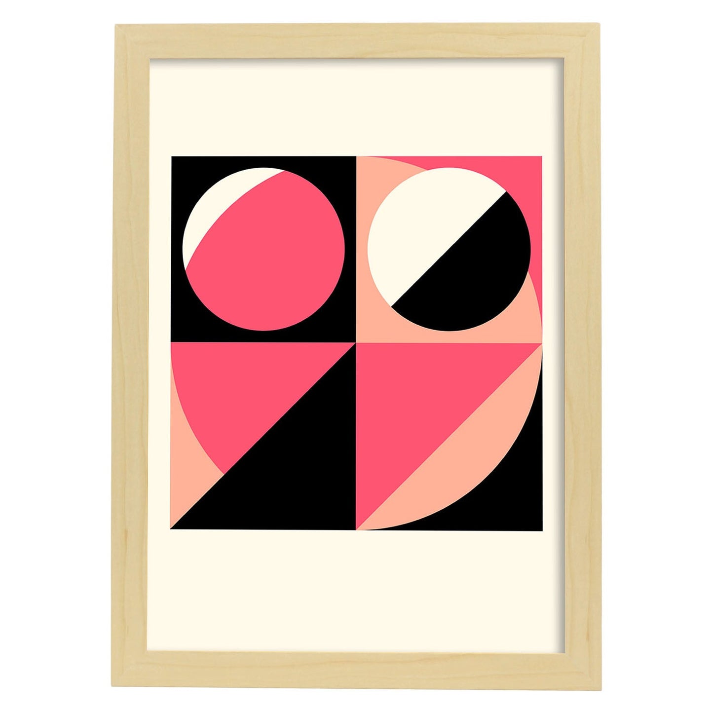 Lámina Rosa 5. Pósters con ilustraciones abstractas en estilo geométrico. Tonos rosados y pastel.-Artwork-Nacnic-A4-Marco Madera clara-Nacnic Estudio SL
