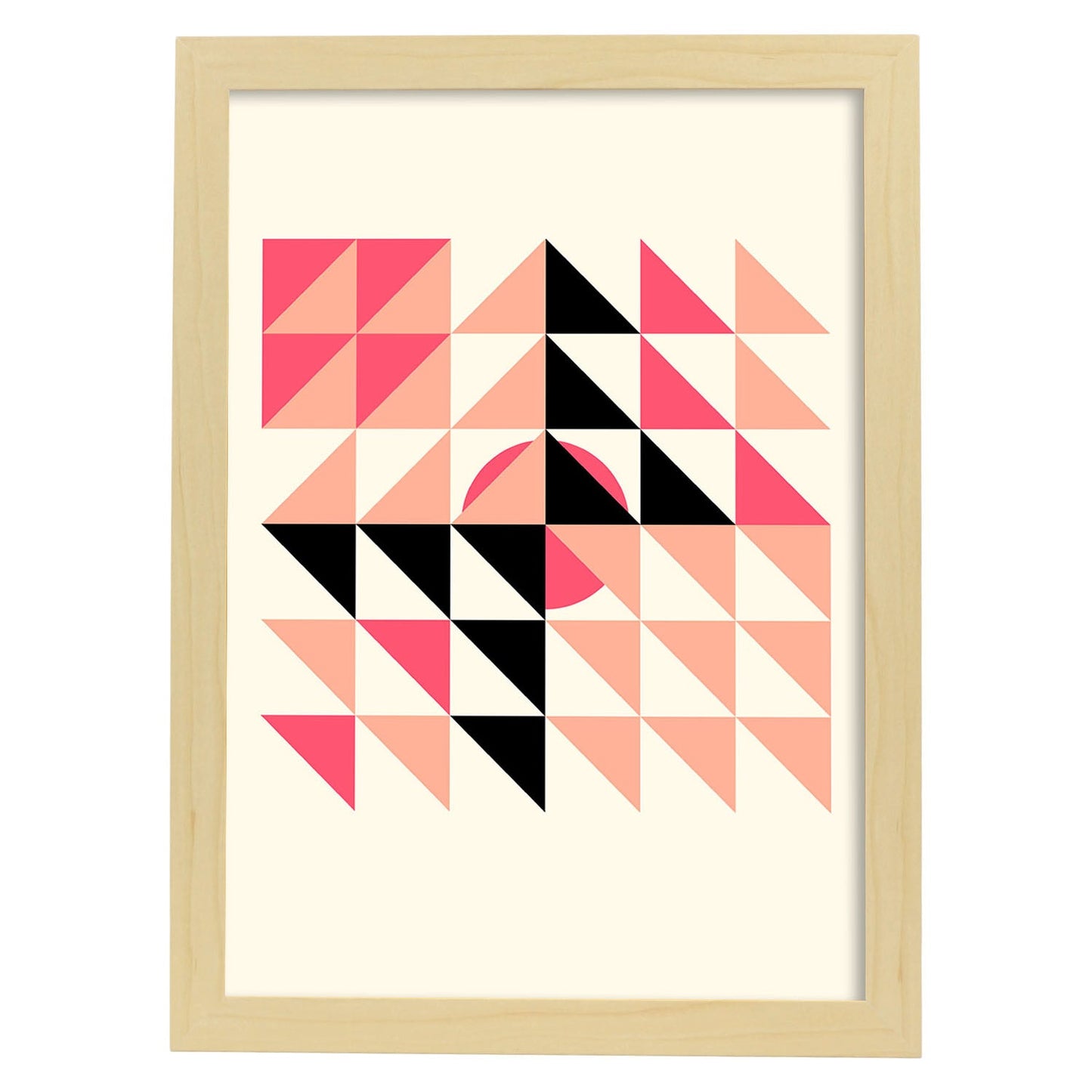 Lámina Rosa 6. Pósters con ilustraciones abstractas en estilo geométrico. Tonos rosados y pastel.-Artwork-Nacnic-A3-Marco Madera clara-Nacnic Estudio SL