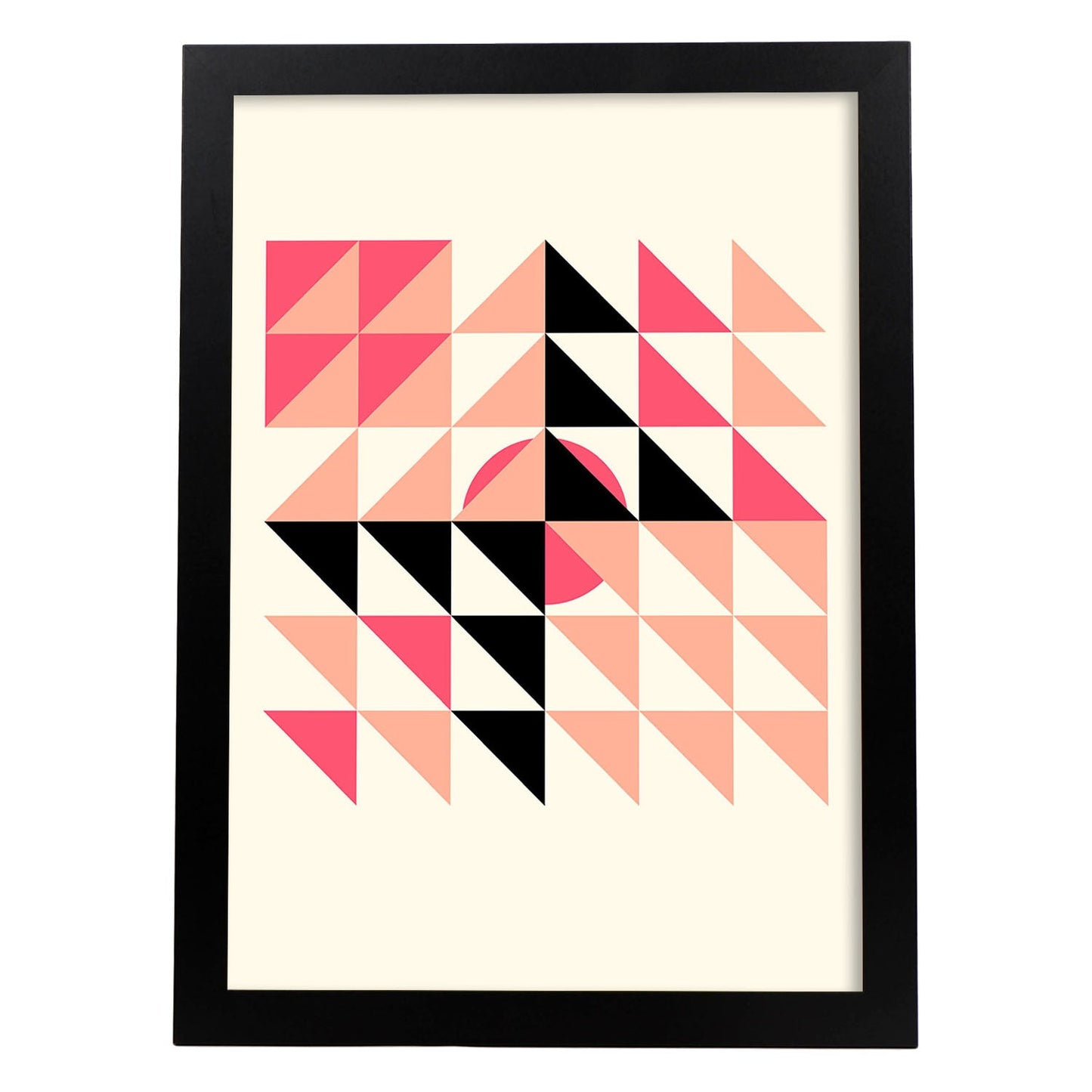 Lámina Rosa 6. Pósters con ilustraciones abstractas en estilo geométrico. Tonos rosados y pastel.-Artwork-Nacnic-A4-Marco Negro-Nacnic Estudio SL