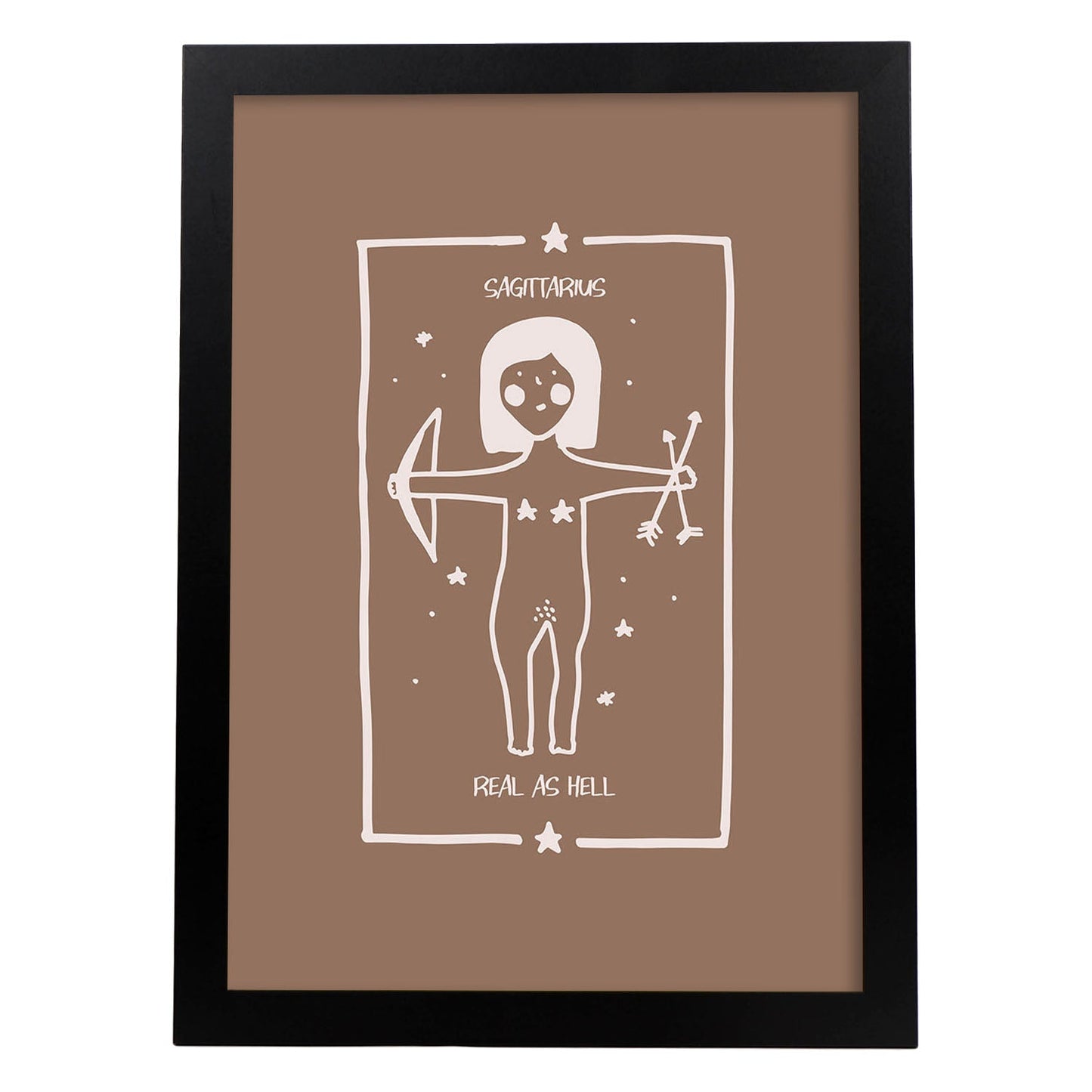 Lámina Sagitario. Pósters con ilustraciones femeninas de los signos del zodíaco.-Artwork-Nacnic-A3-Marco Negro-Nacnic Estudio SL