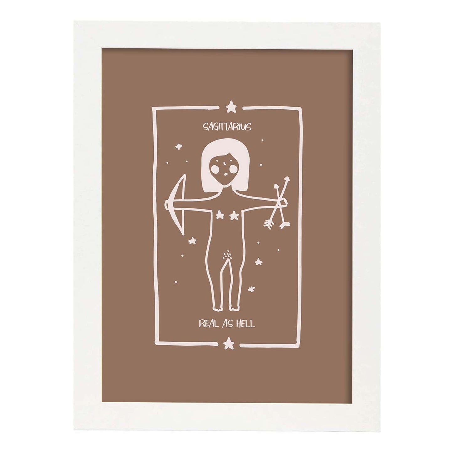 Lámina Sagitario. Pósters con ilustraciones femeninas de los signos del zodíaco.-Artwork-Nacnic-A4-Marco Blanco-Nacnic Estudio SL