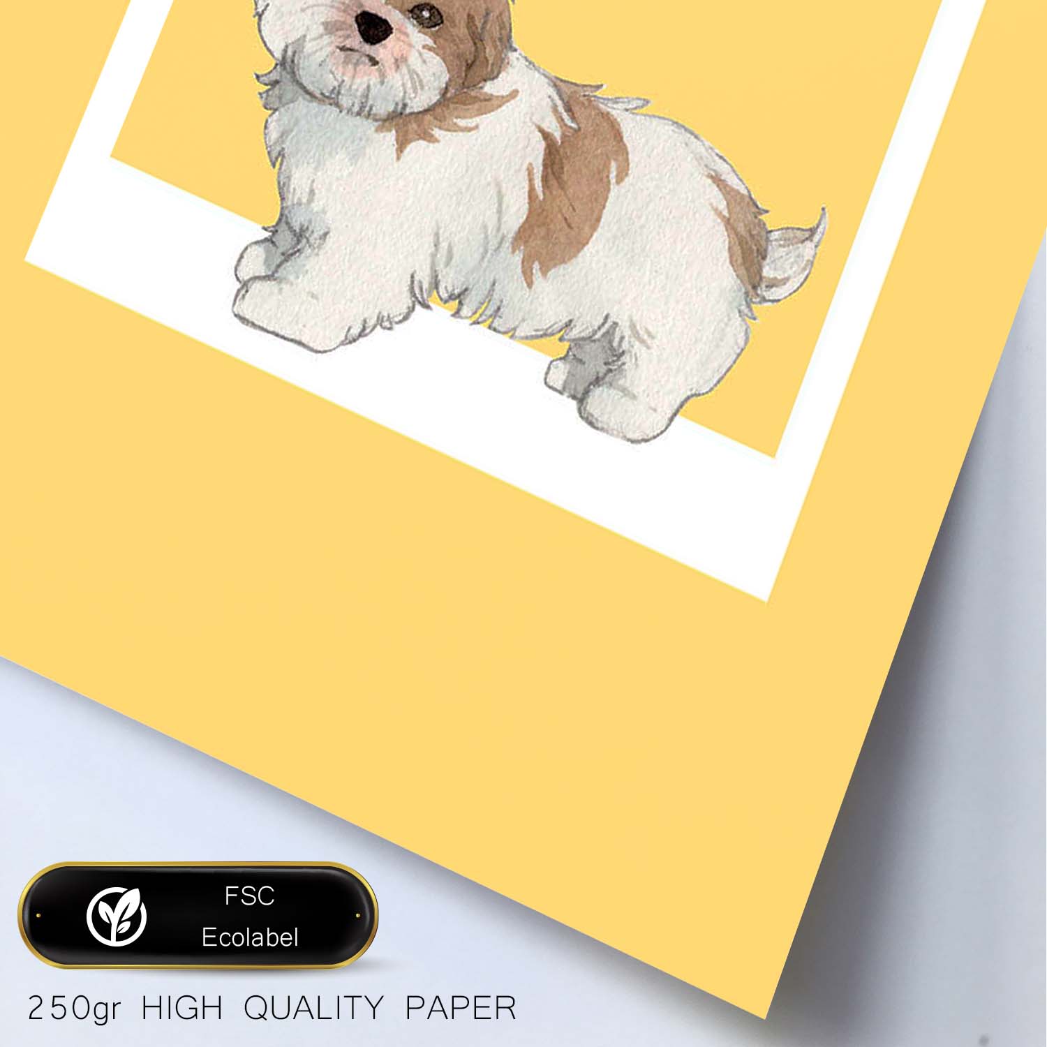 Lámina Shih-Tzu. Pósters con ilustraciones de razas de perro en tonos cálidos y pastel.-Artwork-Nacnic-Nacnic Estudio SL