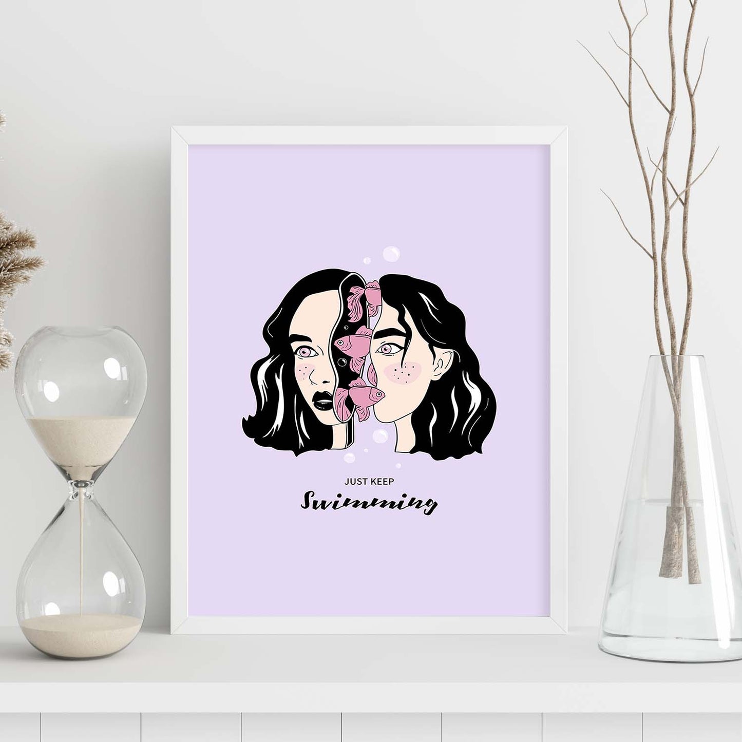 Lámina Sigue nadando. Pósters con ilustraciones artísticas de cabezas de mujer.-Artwork-Nacnic-Nacnic Estudio SL