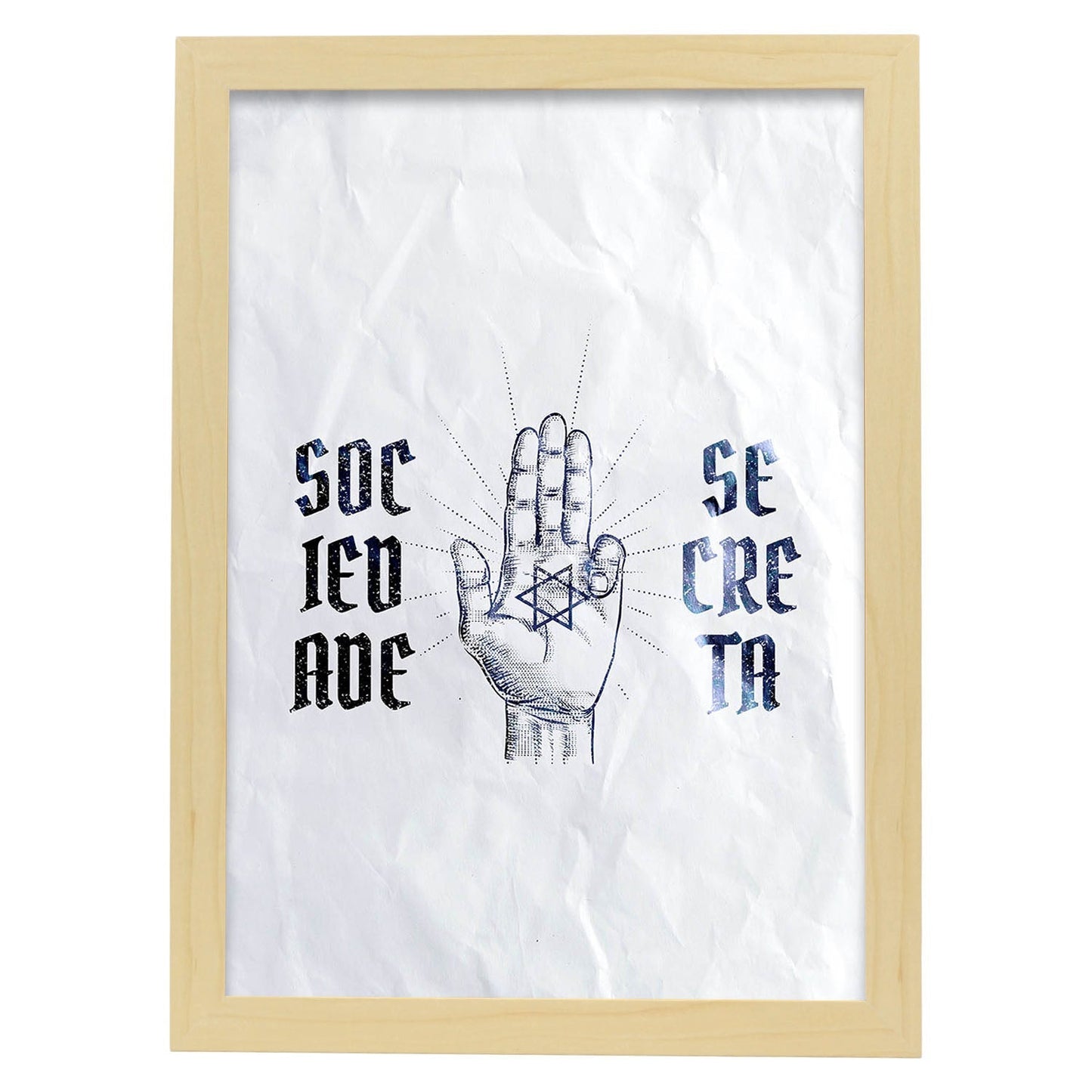 Lámina Sociedad secreta. Pósters con ilustraciones de magia y el mundo de lo oculto.-Artwork-Nacnic-A4-Marco Madera clara-Nacnic Estudio SL
