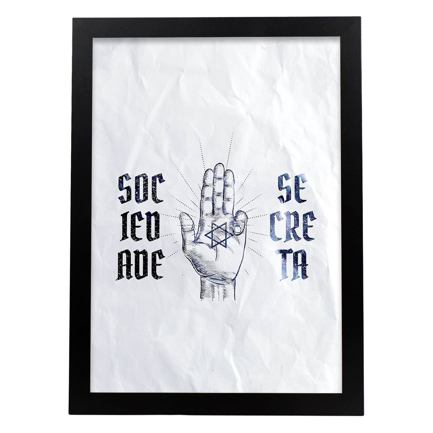 Lámina Sociedad secreta. Pósters con ilustraciones de magia y el mundo de lo oculto.-Artwork-Nacnic-A4-Marco Negro-Nacnic Estudio SL