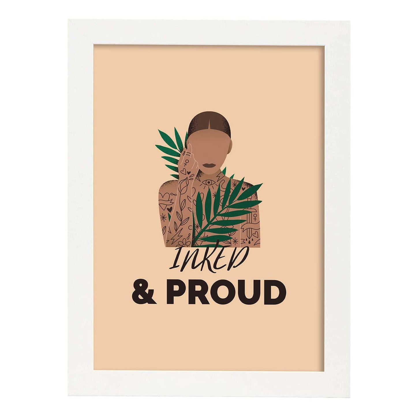 Lámina Tatuada y orgullosa. Pósters con ilustraciones sobre el amor propio y la aceptación.-Artwork-Nacnic-A3-Marco Blanco-Nacnic Estudio SL