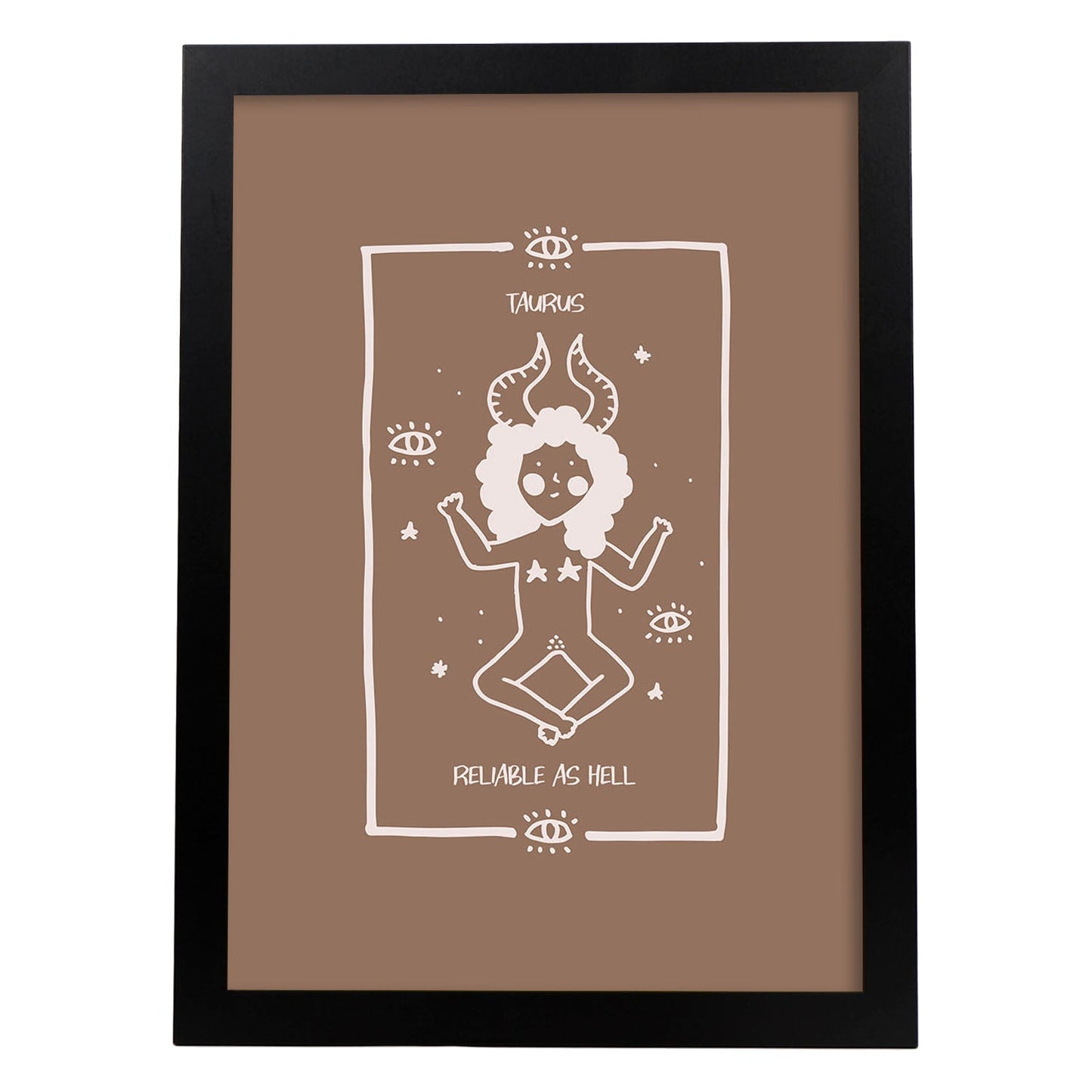 Lámina Tauro. Pósters con ilustraciones femeninas de los signos del zodíaco.-Artwork-Nacnic-A3-Marco Negro-Nacnic Estudio SL