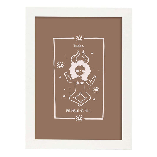 Lámina Tauro. Pósters con ilustraciones femeninas de los signos del zodíaco.-Artwork-Nacnic-A4-Marco Blanco-Nacnic Estudio SL