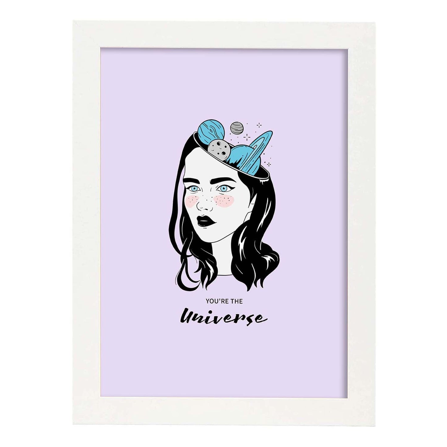 Lámina Universo. Pósters con ilustraciones artísticas de cabezas de mujer.-Artwork-Nacnic-A3-Marco Blanco-Nacnic Estudio SL