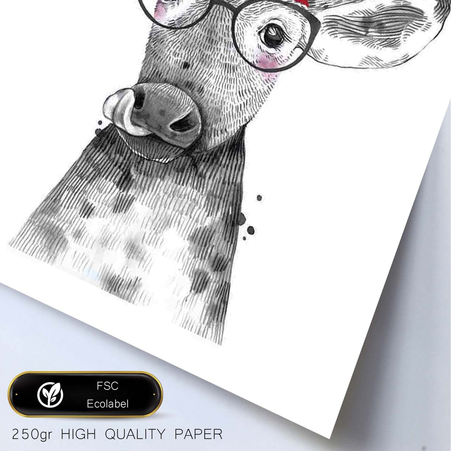 Lámina Vaca infantil con pañuelo poster animales infantiles-Artwork-Nacnic-Nacnic Estudio SL