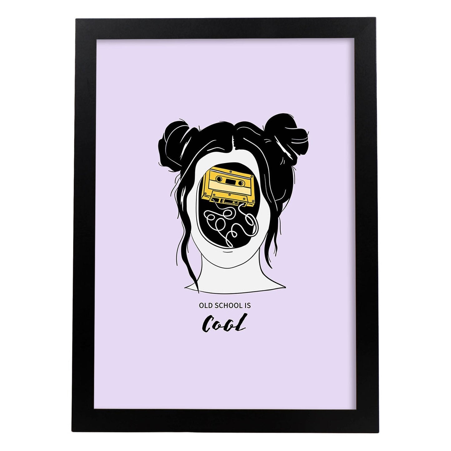 Lámina Vieja escuela. Pósters con ilustraciones artísticas de cabezas de mujer.-Artwork-Nacnic-A3-Marco Negro-Nacnic Estudio SL