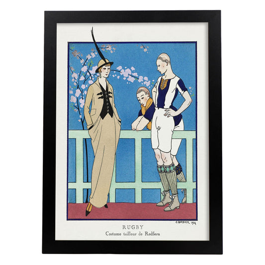 Lámina Vintage Modelo 011. Pósters con las ilustraciones Art Decó de George Barbier.-Artwork-Nacnic-A4-Marco Negro-Nacnic Estudio SL